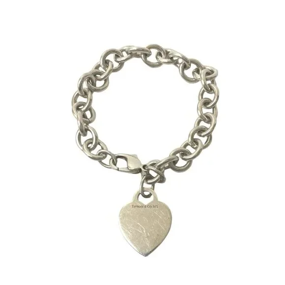 Tiffany & Co. Heart Tag Chain Bracelet Bangle s - Picture 4 of 6